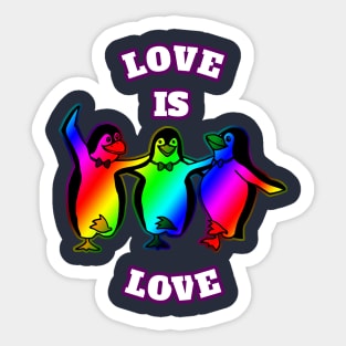 Love Is Love Rainbow Penguins Gay Lesbian Pride Gift Sticker